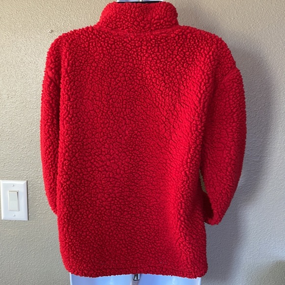 Red Teddy three-quarter zip pullover jacket - Picture 4 of 5